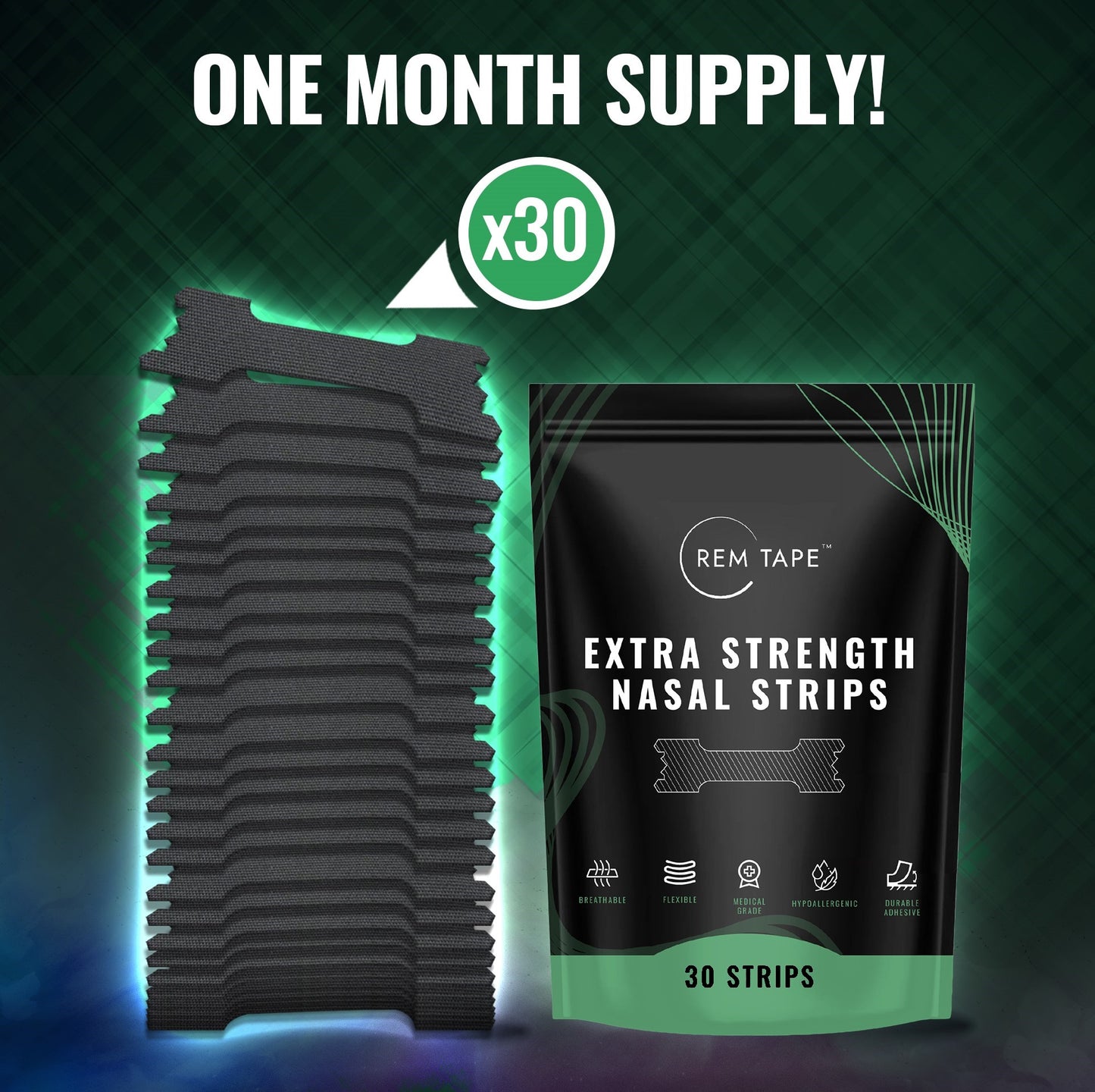 REM Tape - Extra Strength Nasal Strips (30 Strips)